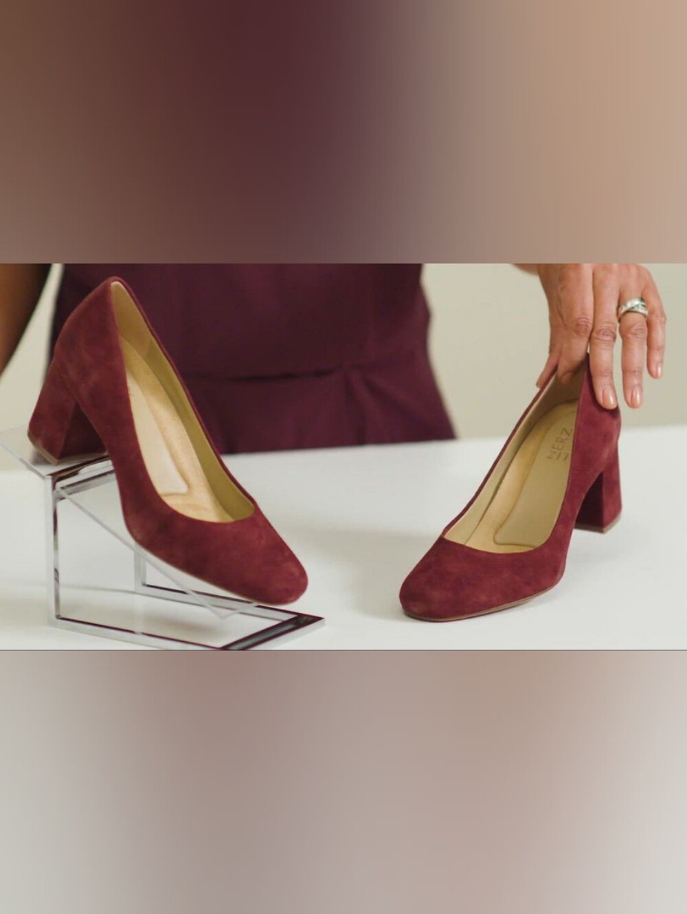 Naturalizer Whitney Suede Maroon Block Pumps